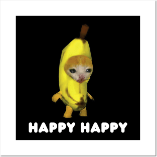 Happy Banana Cat Meme Posters and Art